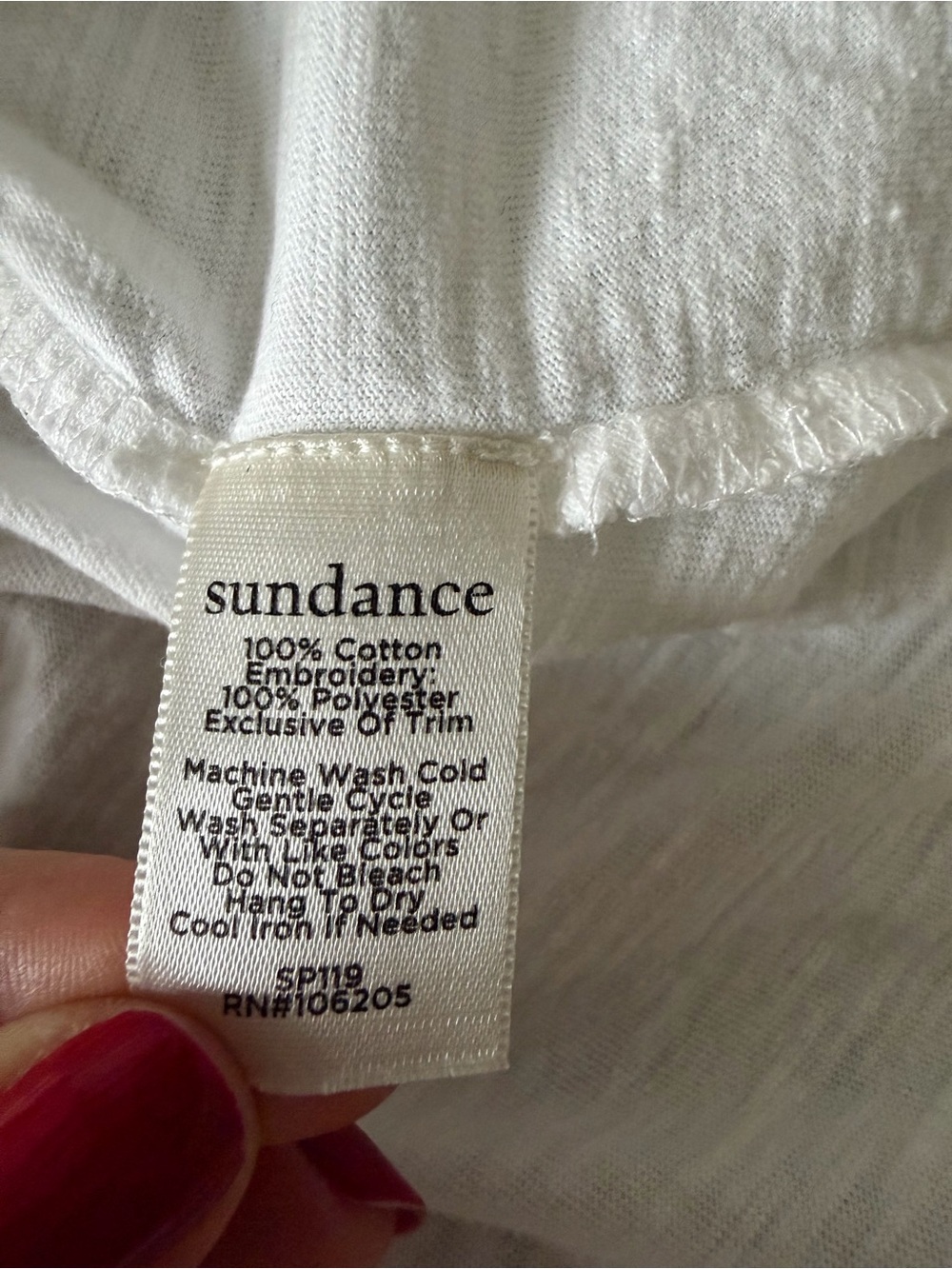 Sundance Garden Beauty White Floral Embroidered Long Sleeve Curved Hem Tee Sz M - Picture 8 of 9